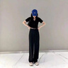 魯雅爾黑色高級(jí)感西裝直筒休閑褲夏季新款高腰顯瘦垂感小個(gè)子窄版闊腿褲 黑色 L 曬單實(shí)拍圖