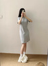 FILA 斐樂(lè)女士連衣裙2025年夏季美式復(fù)古純色經(jīng)典顯瘦POLO領(lǐng)裙子 中色花灰-MG M 165/84A/M 曬單實(shí)拍圖