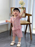 G.DUCKKIDS童裝女童套裝夏季2024新款兒童夏裝洋氣花邊泡泡袖一歲女寶寶衣服 紅色 80 適合8-10個(gè)月體重19-23斤 曬單實(shí)拍圖