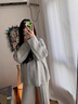 苒祺祺孕婦裝秋套裝2025新款潮媽孕期高級感穿搭上衣闊腿褲早秋季兩件套 淺灰色套裝 M 曬單實(shí)拍圖