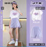 NICKYBABY兒童運動服夏季女童短袖短褲套裝2025新款速干薄款女大童夏裝洋氣 9981白色+18410紫色 140 曬單實拍圖