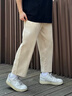 羅蒙中國風(fēng)九分褲男夏季薄款寬松直筒休閑褲潮流大碼9分褲子春秋 米色 M 【95-115斤】 曬單實(shí)拍圖