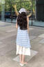 栢啟歆藍(lán)色格紋連衣裙2025新款夏季女假兩件拼接蕾絲小眾設(shè)計(jì)長裙 藍(lán)色【M】建議100-110斤 曬單實(shí)拍圖