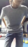 牧柒帛（MUQIBO）肌理感V領(lǐng)白色短袖t恤男2025新款夏季感冰絲半袖寬松重磅體恤 白色升級 XL 曬單實(shí)拍圖