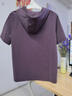 阿吉多短袖t恤女2025新款夏季精致刺繡休閑帽衫大碼漂亮媽媽上衣 紫色 XL 曬單實(shí)拍圖