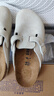 BIRKENSTOCK勃肯德國進(jìn)口男女款牛皮絨面革軟木Boston包頭拖鞋 復(fù)古白色窄版1024740 36 曬單實(shí)拍圖