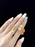 Amber Lollipop蜜蠟戒指女士波浪開(kāi)口戒寶石食指環(huán)新年情人節生日禮物送女友老婆 黃色（維納斯Venus系列） 曬單實(shí)拍圖