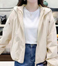 咚憬連帽短款純色小個子沖鋒外套女春秋寬松休閑夾克雙拉鏈潮流上衣 杏色 雙層有里布 L 建議100-115斤 曬單實拍圖