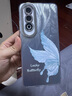 適用opporeno13手機殼pro羽紗新款12蝴蝶彩英11輕奢10/9/findx8/7/a5pro/k12女款自帶鏡頭膜保護套 精孔羽紗-蝴蝶彩英藍 oppok12plus 曬單實拍圖