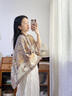 吳蠶里（WUCANLI）真絲羊毛圍巾女2025新款夏季薄款羊絨空調(diào)房大披肩外搭絲巾高級感 異域馬奶杏色 曬單實拍圖
