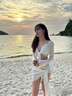 樂淇萊2025新款比基尼泳衣女感白色性感分體顯瘦沙灘度假純欲泳衣 米白色四件套 均碼 80-120斤 曬單實(shí)拍圖