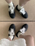 FILA 斐樂官方女鞋薄底復(fù)古老爹鞋2025春新款水舞鞋休閑運(yùn)動鞋德訓(xùn)鞋 黑/標(biāo)準(zhǔn)白-BC（偏小拍大一碼） 37.5 曬單實(shí)拍圖