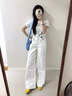 佐敘美式正肩短袖T恤女夏季新款爆款創(chuàng  )意可愛(ài)斑點(diǎn)狗印花修身圓領(lǐng)上衣 白色 L （105-115斤） 曬單實(shí)拍圖