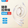 ROCK充電線(xiàn)三合一數據線(xiàn)一拖三快充伸縮車(chē)載iPhone蘋(píng)果17promax/16/15華為安卓Type-C平板收納線(xiàn)淡粉 曬單實(shí)拍圖
