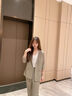 皮爾卡丹（pierre cardin）高級感西裝套裝女2025年夏季薄款時(shí)尚休閑免燙小西服兩件裝職業(yè)裝 淺卡其(中-袖西裝+褲子) XL 曬單實(shí)拍圖