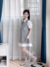 G.DUCKKIDS2025新款夏季韓版甜美背帶裙女童洋氣連衣裙百搭學(xué)院風(fēng)裙子 灰色 120 cm 曬單實(shí)拍圖