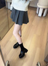EXULL依思Q女鞋樂福鞋2025新款夏季厚底增高法式單鞋女士休閑百搭黑色小皮鞋 啞光黑 37 曬單實拍圖