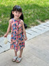 迪士尼女童吊帶連衣裙夏季2024新款兒童背心裙棉布洋氣寶寶碎花公主裙子 綠色 100 曬單實拍圖
