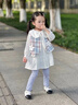G.DUCKKIDS小黃鴨童裝女童套裝春秋洋氣嬰兒衣服6-12個月兒童裙子女寶寶春裝 淺灰色EQ036 90 建議1~2歲【 80-90cm】cm 曬單實拍圖