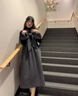 朗茵孕婦裝2025年新款女背帶連衣裙秋裝時(shí)尚套裝洋派時(shí)髦感秋季孕婦 灰色裙 XL建議130-145斤 曬單實(shí)拍圖