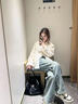 NICEBAD【官方正品】(原WORKSOUT)彩色波點小香風(fēng)外套潮流時尚 米白色(羽絨版) 常規(guī) S 曬單實拍圖