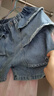女童褲子夏裝2025新款兒童短褲大童女孩洋氣百搭蛋糕花邊牛仔裙褲 藍色 140 cm 曬單實(shí)拍圖