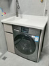 不銹鋼陽(yáng)臺洗衣機柜組合定制滾筒洗衣機帶搓板洗衣池臺盆一體伴侶 95cm平盆【顏色左右備注】 曬單實(shí)拍圖