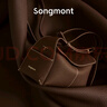 Songmont掛耳系列屋檐包mini設計師款頭層牛皮通勤斜挎hobo包 煙墨黑 現貨 曬單實(shí)拍圖