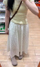 哈魯?shù)习咨c(diǎn)半身裙女法式小個(gè)子遮胯顯瘦垂感遮肉闊腿褲中長款裙子女 米白色 M （96-110斤） 曬單實(shí)拍圖