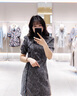 歌芭杉（GEBASHAN）品牌女裝新中式改良旗袍連衣裙女2025新款高級感收腰顯瘦氣質(zhì)裙子 煙灰色 M 曬單實(shí)拍圖