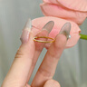 老廟黃金戒指足金素圈實(shí)心戒指磨砂可疊戴送女友老婆生日情人節禮物 素圈方形戒指15#/約0.9g 曬單實(shí)拍圖