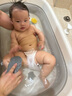 翰元嬰兒洗澡海綿撲寶寶搓澡幼兒童洗澡神器專用海綿下灰沐浴用品 高級灰1個裝-送掛繩 曬單實拍圖