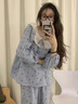 泉碧焱睡衣女秋冬可外穿學(xué)生宿舍休閑寬松家居服甜美少女長(cháng)袖套裝兩件套 藍色 M 【建議80-100斤】 曬單實(shí)拍圖