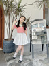 班尼路童裝女童裙子夏季兒童半身裙2025年新款洋氣學(xué)院風(fēng)短裙JK百褶裙 淺粉 BNL粉心兔寶寶QS 140 曬單實拍圖