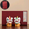 赟婭國潮醒獅招財茶寵文創(chuàng)工藝品桌面擺件喬遷開業(yè)生日禮物高檔伴手禮 醒獅-紅青一對【紅色雙個裝禮盒禮袋】 曬單實拍圖