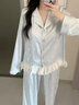 初秋真絲睡衣女性感純欲風(fēng)燙銀蝴蝶結家居服套裝送閨蜜女友禮盒裝 藍調獨白【吊帶+短褲+長(cháng)袖+長(cháng)褲】 L 100-120斤 曬單實(shí)拍圖