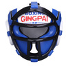 GINGPAI SPORT兒童散打搏擊泰拳護頭套面罩拳擊頭盔男女小孩帽子訓練護具跆拳道 面罩加厚護頭白藍色 M（身高135-165cm） 曬單實(shí)拍圖