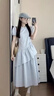 韓系溫柔風(fēng)藍(lán)色泡泡袖連衣裙女夏季2025新款抽繩收腰中長款蛋糕裙 淺藍(lán)色 XL 曬單實(shí)拍圖