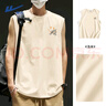 回力（Warrior）背心男純棉美式復古潮流無(wú)袖寬肩男士運動(dòng)健身籃球砍袖百搭打底衫 【純棉透氣】-淺米#簡(jiǎn)約笑臉 XL 曬單實(shí)拍圖