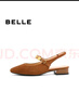 百麗（Belle）時尚方頭包頭涼鞋女2025夏新商場同款真皮舒適單鞋3SS30BH5 啡色 38 (240mm) 曬單實拍圖