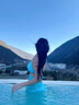 爾山集比基尼泳衣女夏性感泡溫泉三點(diǎn)式露背遮肚顯瘦海邊度假沙灘長(cháng)裙 天藍色泳衣(腰鏈為拍攝道具） M 推薦95-110斤左右 曬單實(shí)拍圖