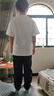 鴻星爾克（ERKE）童裝男女中大童九分褲兒童夏季梭織運動褲藍(lán)黑色150 曬單實拍圖
