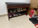 米客米家（MIKEMIJIA）鞋柜換鞋凳子家用門口簡(jiǎn)易置物架出租屋用多層鞋子收納架可坐鞋柜 三層胡桃色-皮質(zhì)坐墊|80*32*52CM 曬單實(shí)拍圖