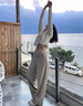 ALO YOGA寬松闊腿拼色跑步健身直筒褲戶(hù)外休閑瑜伽褲 女 椰子奶油 S 曬單實(shí)拍圖