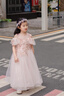 乖奇奇（ALERTCHYCHY）女童主持人演出服兒童公主裙生日鋼琴表演花童婚紗小孩連衣裙夏季 粉色長(zhǎng)款 120 曬單實(shí)拍圖