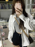 素織錦白色襯衫女夏季新款韓版高級感寬松防曬外套薄款學(xué)生上衣白襯衣 寬松長袖白襯衫 S 【推薦體重80-95斤】 曬單實(shí)拍圖