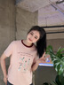 LAGOGO可愛(ài)斑點(diǎn)狗粉色T恤女拉谷谷2025年夏季新款撞色圓領(lǐng)短袖 粉紅色 M 曬單實(shí)拍圖