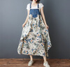 蘑菇同學(xué)牛仔背帶裙女夏裝2025新款設計感雪紡印花拼接中長(cháng)款無(wú)袖連衣裙子 米白印花8947 L  建議95-105斤 曬單實(shí)拍圖