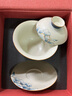 蘇氏陶瓷（SUSHI CERAMICS）手繪描金青花牡丹三才蓋碗火石紅釉功夫茶具泡茶碗茶備禮盒裝 曬單實(shí)拍圖
