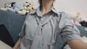 歌詩慧藍(lán)色襯衫女士短袖t恤雪紡衫正裝職業(yè)裝面試通勤風(fēng)上衣高級感襯衣 藍(lán)色蝴蝶結(jié)短袖襯衫 M 曬單實(shí)拍圖